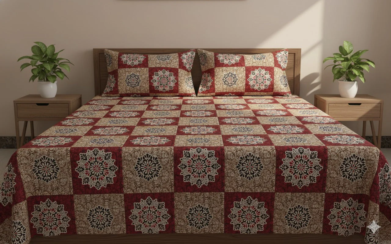 Soft Cotton Double Bedsheet Set with 2 Pillow Covers - Image 4
