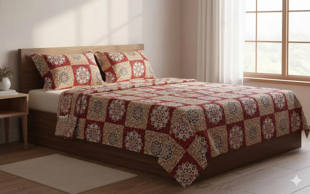 Soft Cotton Double Bedsheet Set with 2 Pillow Covers - Image 6