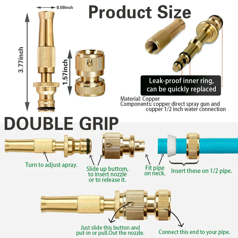 Heavy-Duty Brass Water Spray Nozzle Attachment - Image 3