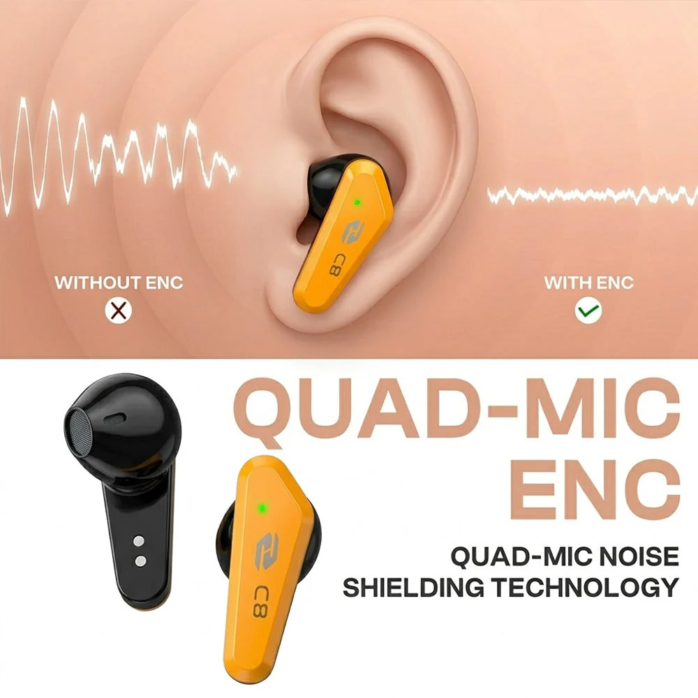 Ctrl8 Wireless Earbuds Semi-in-ear Design TWS Earphones with Stereo Sound Ultra-Low Latency & Colorful Ambient Lights - Image 6