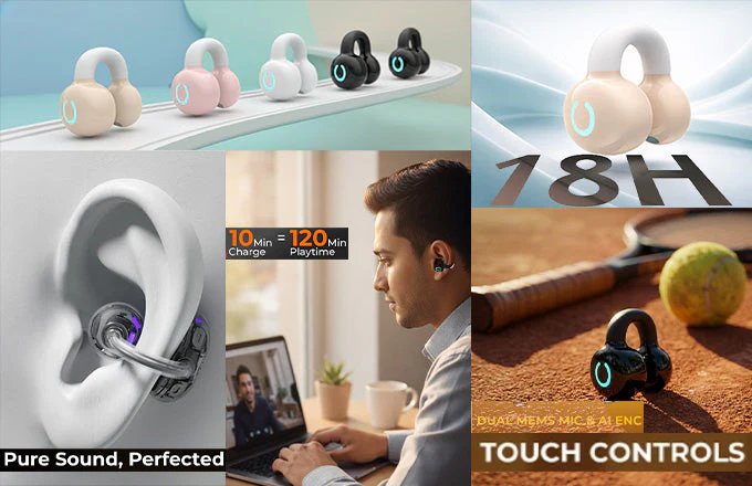 Open-Ear Bone Conduction Bluetooth Earbud with Comfortable Fit - Image 2