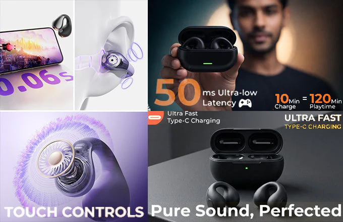 T75 Open-Ear Clip-On Bluetooth Earbuds with Secure Fit Design - Image 9